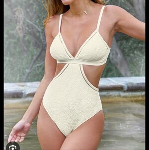Cupshe White Size  Sheer Cut Out One Piece Bathing Suit Swim Suit Medium NWT